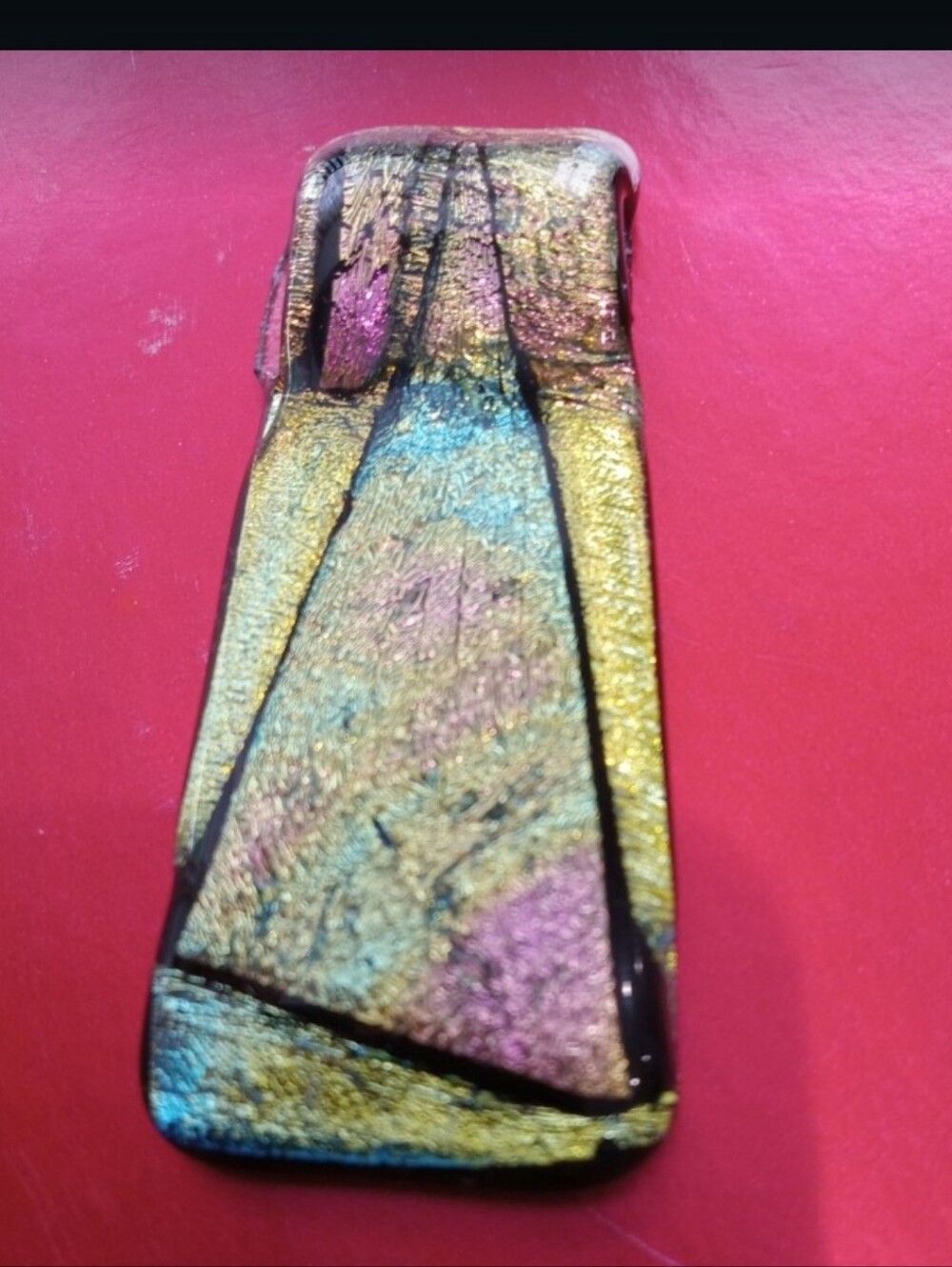 Iridescent Dichroic Glass Pendant - Multicolor Shimmer